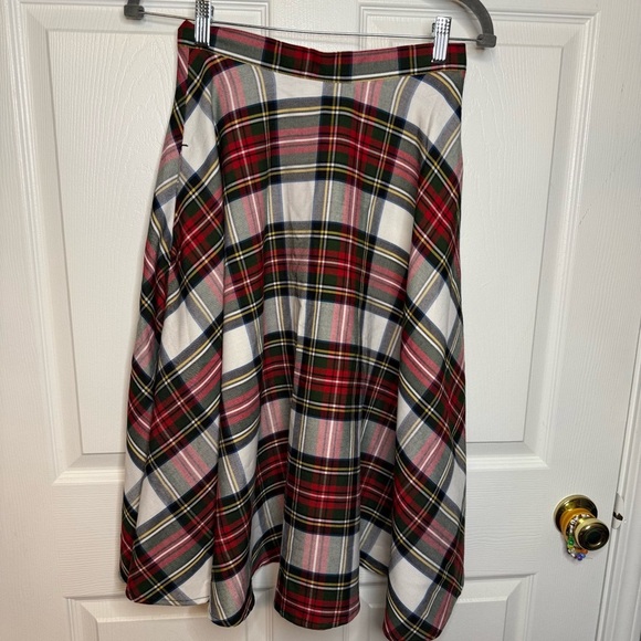 Hell Bunny Vixen Plaid Tartan Red A Line Full Midi Skirt Rockabilly Size XS NWOT - Picture 1 of 7